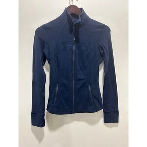 Lululemon Navy Blue Full Zip Athleisure Jacket Thumbholes Women's